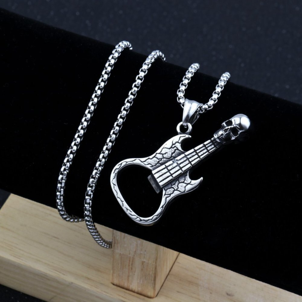 ππ΅MUSIC LOVER GUITAR SILVER COLOR NECKLACE - GIFT FOR LOVED ONES, N90201P102 - Picture 7 of 9